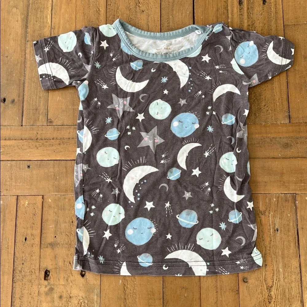 Little Sleepies bamboo Moon and Stars Pajama Set Gray and Light Blue